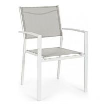 Bizzotto - Chaise Hilde Blanc Nuage Avec Accoudoirs En Aluminium