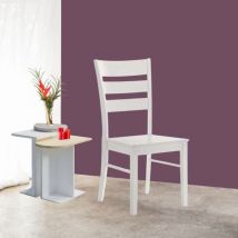 Toscohome - Chaise en bois blanc avec dossier en trois parties - Lisa