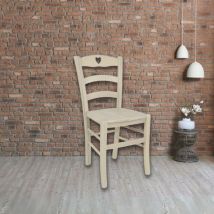 Toscohome - Chaise en bois crème avec corde, assise solide - Décoration