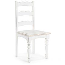 Totò Piccinni - Chaise Colette en bois style rustique blanc shabby - 45x45x102 cm