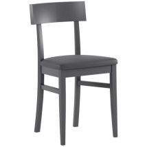 Chaise en bois laqué gris foncé avec assise en simili cuir 44x45xh. 82 cm 2 pièces