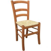 Casa - Chaise en bois mod. Venezia merisier avec assise en paille