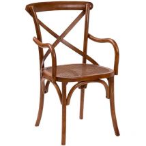 Biscottini - Chaise en bois et rotin Thonet vintage 89x50x43 cm Fauteuil rustique avec accoudoirs Chaise de salle à manger de cuisine moderne