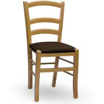 Okaffarefatto - Chaise en bois Venise avec assise rembourrée en noyer clair