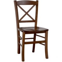 Okaffarefatto - Chaise en bois venezia avec dossier en croix en noyer foncet assise en bois massif