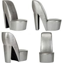 Chaise en forme de chaussure à talon haut argenté similicuir - Chaise Originale - Chaise Design - Chaise Tendance - Chaise Décorative - Chaise