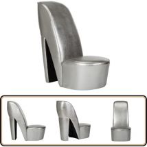 Chaise en forme de chaussure à talon haut argenté similicuir - Chaise Originale - Chaise Design - Chaise Tendance - Chaise Décorative - Chaise