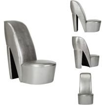 Chaise en forme de chaussure à talon haut argenté similicuir - Chaise Originale - Chaise Design - Chaise Tendance - Chaise Décorative - Chaise