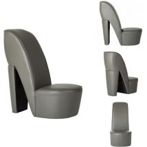 Chaise en forme de chaussure à talon haut Gris Similicuir - Chaise à Talon Haut - Chaise Originale - Chaise Décorative - Chaise Design - Chaise