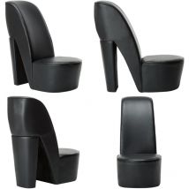 Chaise en forme de chaussure à talon haut noir similicuir - Chaises Originales - Chaise Design - Chaise Tendance - Chaise Décorative - Chaise Femme