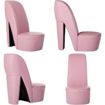 Chaise en forme de chaussure à talon haut rose similicuir - Chaises Originales - Chaise Originale - Chaise Tendance - Chaise Décorative - Chaise