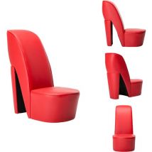 Chaise en forme de chaussure à talon haut Rouge Similicuir - Chaise à Talon Haut - Chaise Originale - Chaise Décorative - Chaise Rouge - Fauteuil