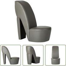 The Living Store Chaise en forme de chaussure à talon haut Gris Similicuir - Chaise à Talon Haut - Chaise Originale - Chaise Décorative - Chaise