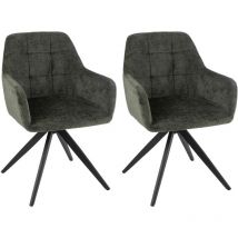 Hellin - Chaises en métal et velours texturé (lot de 2) - lucie