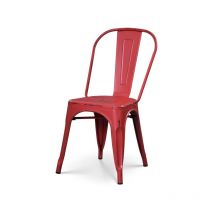 Chaise en métal rouge style industriel - Effet vieillit