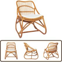 Chaise en rotin Marron clair Lin - Chaise Rotin - Fauteuil Rotin - Décoration Intérieure - Mobilier Design - Chaise Confort