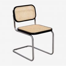 Chaise de salle à manger en rotin Tento Sklum Gris Chromé