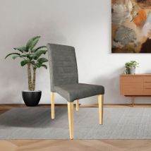 Toscohome - Chaise en simili-cuir gris avec pieds en chêne - Axine