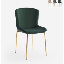 Ahd Amazing Home Design - Chaise en tissu design pour salle à manger avec pieds dorés Virin - Vert foncé