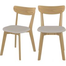 Lot de 2 chaises en tissu beige et bois de frêne - TABATA