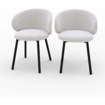 Rendez-vous Déco - Lot de 2 chaises en tissu gris clair chiné et pieds noirs - cécilia