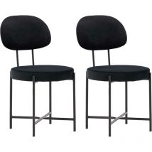 Venture Home - Chaise en tissu velours et acier noir Stella (Lot de 2)