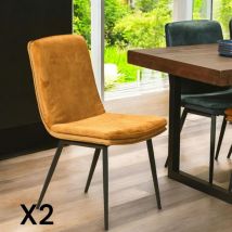 Chaise en velours doré à double coussinage (lot de 2) OKA