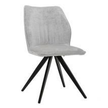 Meubletmoi - Chaise en velours doux gris et pied croix en métal noir - james