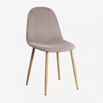 Chaise en velours côtelé Glamm Sklum Brun Moka Bois naturel