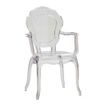 Lot de 2 chaises Fashion Commerce en polypropylène transparent empilables avec accoudoirs