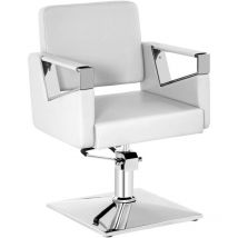 Physa - Chaise Fauteuil Coiffeur Barbier Salon De Coiffure Hydraulique 200 Kg Blanc Pvc