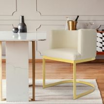 Cotecosy - Chaise / Fauteuil Noellie Simili p.u. Beige pieds Or