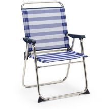 Sedia Pieghevole da Spiaggia Solenny Marinera Schianale Alto Blu e Bianco
