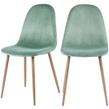 Rendez-vous Déco - Lot de 2 chaises en velours vert d'eau - fredrik
