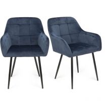 Futurefurniture - chaise . lot de 2 chaises de salle à manger, chaise de salle à manger chaises de salle à manger, velours,bleu