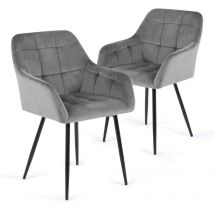 Futurefurniture - chaise . lot de 2 chaises de salle à manger, chaise de salle à manger chaises de salle à manger, velours,gris
