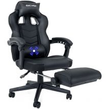 Puluomis - Chaise Gamer Chaises de Bureau à haut Dossier avec Repose-pieds et Support Lombaire et massage -Noir