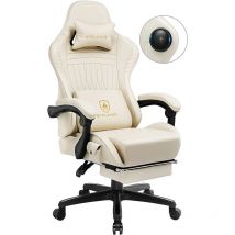 Chaise Gaming avec Repose-Pieds et Haut-Parleur Bluetooth Fauteuil Gamer Ergonomique Siège Pivotante avec Accoudoirs Synchronisés et Coussin Lombaire