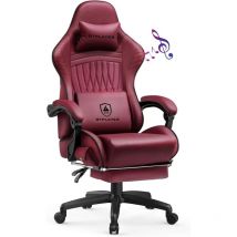 Chaise Gaming Repose-Pieds Haut-Parleur Bluetooth Fauteuil Gamer Ergonomique Siège Pivotante avec Accoudoirs Synchronisés et Coussin Lombaire Plus