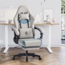 Fortuna Lai - Chaise gaming, Chaise de jeu max 150kg, en tissu avec support lombaire, ergonomique, accoudoir réglable, gris