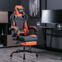 Tanant - Chaise gaming de jeu avec repose-pieds, chaise de bureau ergonomique avec appui-tête rembourré, soutien lombaire, hauteur réglable - Pour le