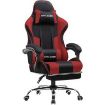 Gtplayer - Chaise Gaming Ergonomique de Massage,avec Repose-Pieds et Accoudoirs Synchronisés Fauteuil Gamer Pivotant, en Tissu (Rouge)
