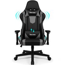 Lexzurn - Chaise Gaming Inclinable à 165° Accoudoirs Réglables 56CM Assise Charge 150kG en Cuir pu et Acier