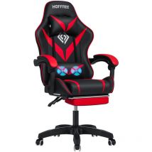 Insma - Chaise Gaming Massante Ergonomique Fauteuil de Bureau Hauteur réglable avec Coussin Lombaire, Appuie-tête, Repose-Pied - Rouge et noir