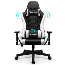Lexzurn - Chaise Gaming Résistant à 150kg, Fauteuil Gaming Inclinable 155°Châssis de l'Assise en Métal Revêtement Similicuir Réglages Ergonomiques