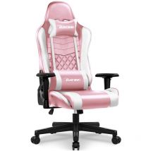 Lexzurn - Chaise Gaming Résistant à 150kg, Fauteuil Gaming Inclinable 155°Châssis de l'Assise en Métal Revêtement Similicuir Réglages Ergonomiques
