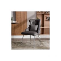 Chaise- Gris- fauteuil rembourré avec pieds en métal, avec coussin lombaire