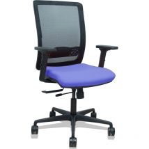 Chaise Haches traslack maille noire siège noir bali bleu clair accoudoirs 2D roulettes 65mm