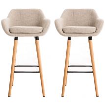 Dazhom - Chaise haute de bar Linen Grant Beige 2 pcs