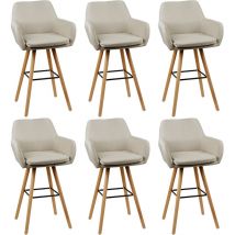 Chaise haute de bar Linen Grant Beige 6 pcs - Aqrau